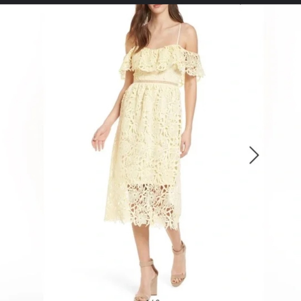 Astr embroidery lace off shoulder midi dress size small